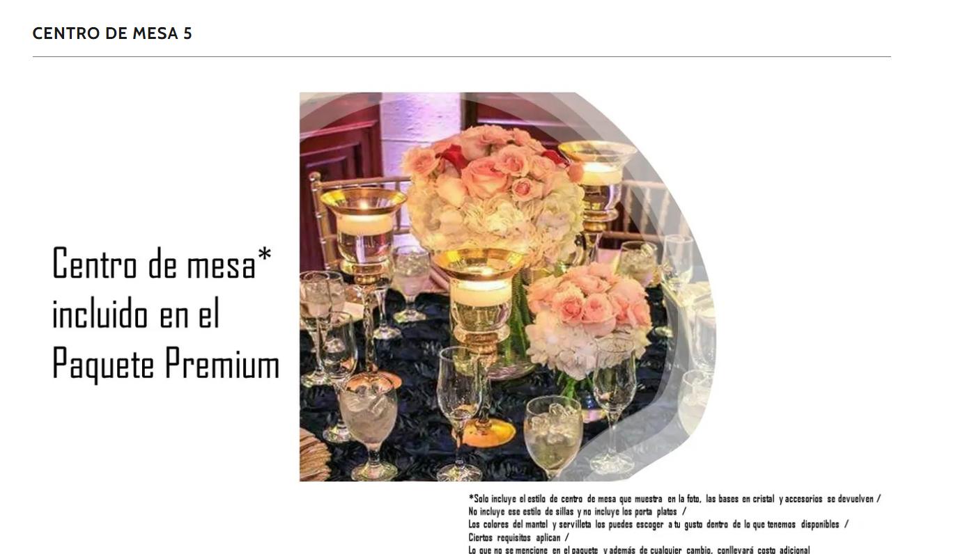 Centro de mesa 5 - Bodas & Eventos PR